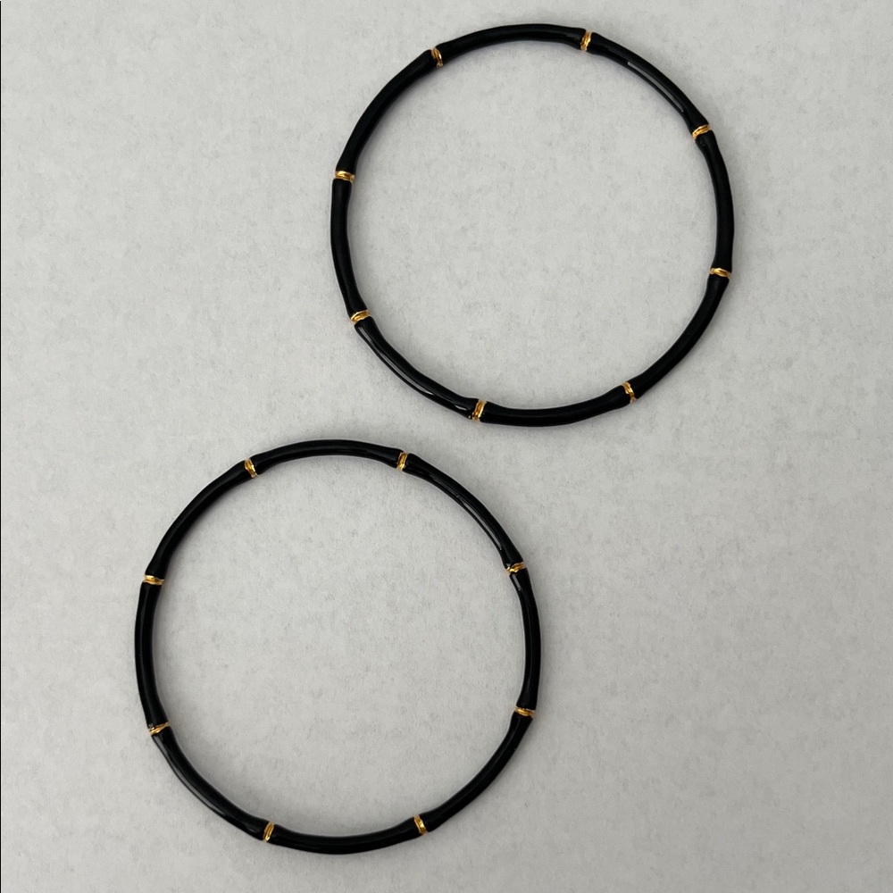 Chic Black Bamboo Look Bangkes with Gold Detailing